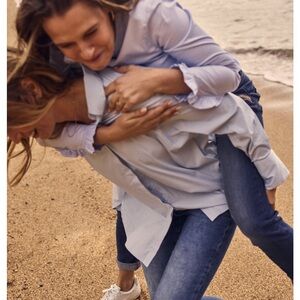 St. John Light Blue Long Sleeve Top